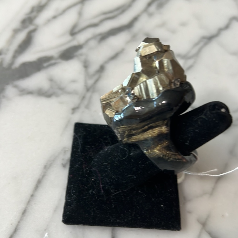 Huge Statement Ring Gold Ring Black Ring - image 3